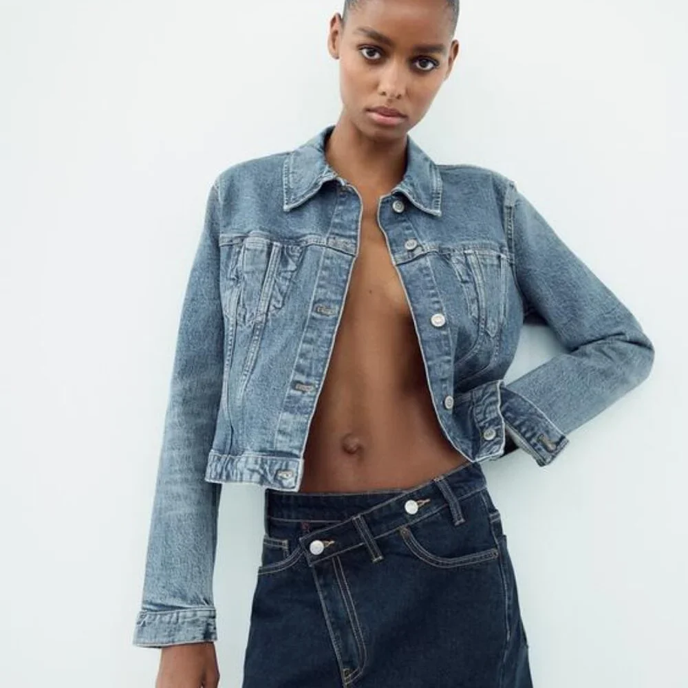 ZARA DENIM MINI SKIRT - Picture 2 of 9